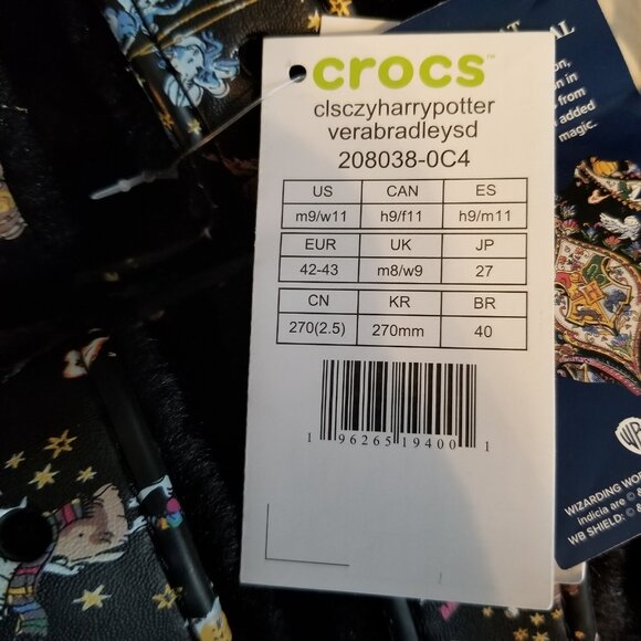 CROCS Black Graphic Furry Sandals - Picture 11 of 13